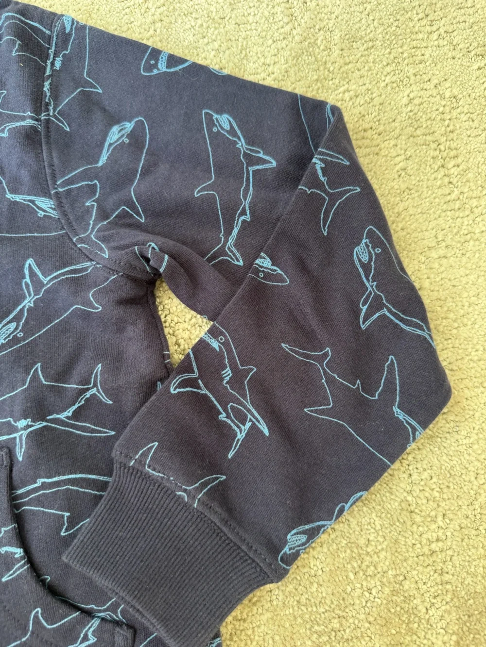 NWT Hanna Andersson Jersey Lined Hoodie in French Terry in Navy Shark 6-7 Years